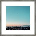 Downtown Los Angeles Skyline Crescent Moon Framed Print