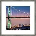 Downtown Under The Bridge At Night Framed Print