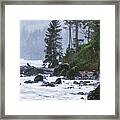 Dramatic And Stormy Coastline Vancouver Island Framed Print