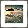 Dramatic Winter Sunset In The Lake. Framed Print