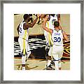 Draymond Green, Stephen Curry, And Kevin Durant Framed Print