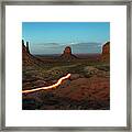 Driving Through Monument Valley At Dusk Framed Print
