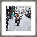Driving With Motorcycle Taxi Framed Print
