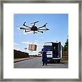 Drone Delivery Of Goods Framed Print