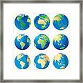 Earth And World Map Framed Print