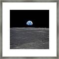 Earthrise Over The Moon - Apollo 11 Framed Print