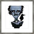 Edgar Allan Poe, Blue Framed Print