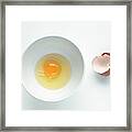 Egg In A White Round Bowl Framed Print