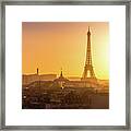 Eiffel Tower And Grand Palais At Sunset Framed Print