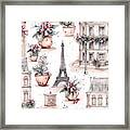 Eiffel Tower In Christmas Town Framed Print