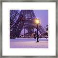 Eiffel Tower Snow Framed Print