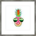 Electric Pineapple With Shades Framed Print
