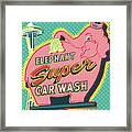 Elephant Car Wash And Space Needle - Seattle Framed Print