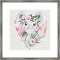 Elephant With Flowers Framed Print