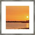 Enjoying An Orange Warm Sunset Over The Sea In Sicily Framed Print