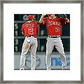 Erick Aybar And Mike Trout Framed Print