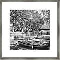 European Canal Scenes Annecy France Black And White Framed Print