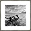Evening Fishing Boat In Black And White Framed Print