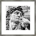 Face Of David By Michelangelo Florence Italy Black And White Framed Print