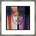 Faces Split Personality Framed Print