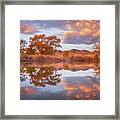 Fall Sunrise At The Pond Framed Print