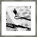Family Of Three Crossing Road Overhead Framed Print