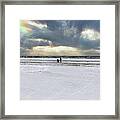 Family Walk On The Winter Beach Latvia Framed Print