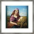 Farm Girl With Sickle And Cut Flowers By Edward John Cobbett Classical Art Old Masters Reproduction Framed Print