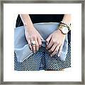 Fashionable Woman Holding A Clutch Framed Print