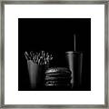 Fast Food Meal On Black Backdrop Framed Print