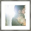 Father Holding Baby Framed Print