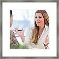 Female Counselor Talks With Military Veteran Framed Print
