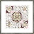 Festive Sparkly Geometric Glyph Art In Red Silver And Gold N.0132 Framed Print
