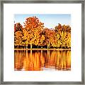 Fiery Autumn Colors By The Lake Framed Print