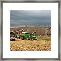 Finishing Up - Late Wisconsin Corn Harvest And Barn Scene Framed Print