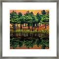 Fire In The Lake Painting Framed Print