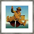 Fisherman On Pier Framed Print
