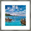 Fishermen Plying Their Trade, South East Of Mauritius Framed Print