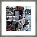 Fishermen Scrubbing Down A Boat Framed Print