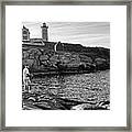 Fishing At Nubble Lighthouse Framed Print