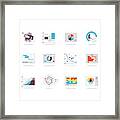 Flat Charts And Graph Icon Series Framed Print