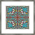 Floral Design In Turquoise, Yellow And Red Framed Print