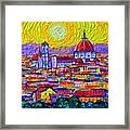 Florence Sunset Over Duomo From Piazzale Michelangelo Abstract Cityscape Painting Ana Maria Edulescu Framed Print