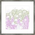 Flower Garden Illustration Pink And Green Hues Framed Print