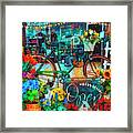 Flowers And Bike On The Sidewalk Painting Framed Print