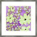 Flowers And Foliage Abstract Flowers Green And Purple Framed Print