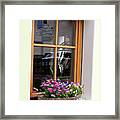 Flowers In Window In Italian Dolomites 8828 Framed Print