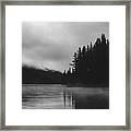 Foggy Forest Reflection Black And White Framed Print