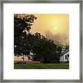 Foggy Memories - Cooksville Wi Schoolhouse In Foggy Fall Sunrise Framed Print