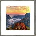 Foggy Sunrise Over Letchworth State Park In New York Framed Print